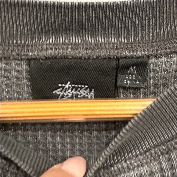 Stussy Gray Waffle Knit Long Sleeve - Picture 2 of 3